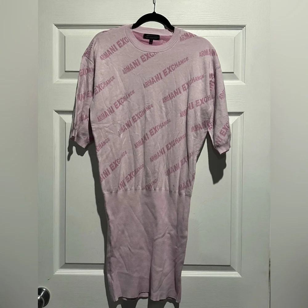 Armani Exchange Women's Short
Sleeved Password Print Knit
Bodycon Sweater Dress - Picture 3 of 6